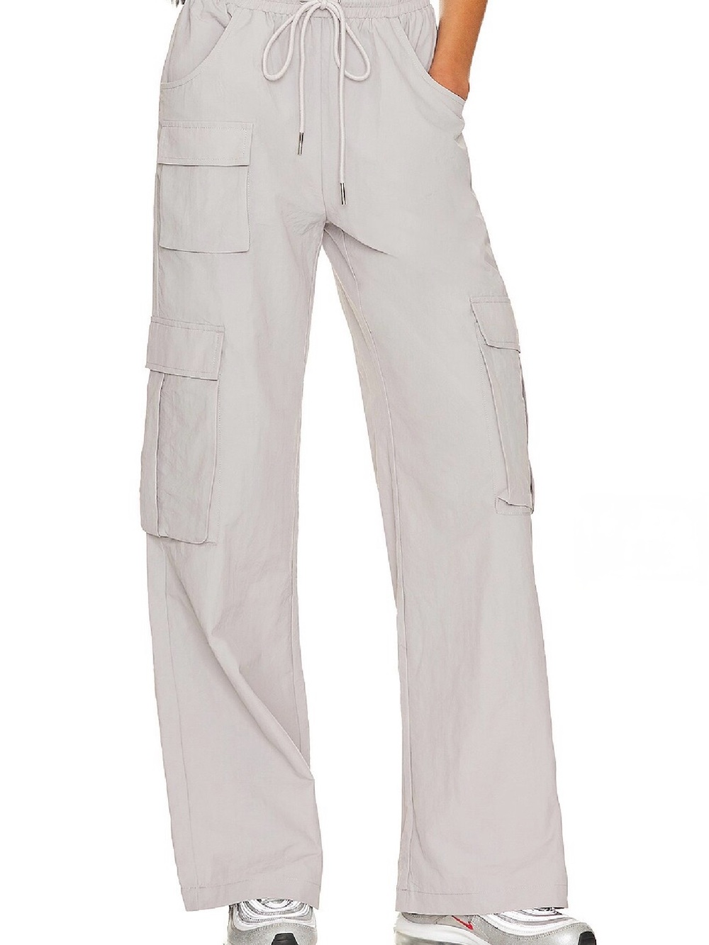 Superdown Light Gray Wide-Leg Cargo Pants